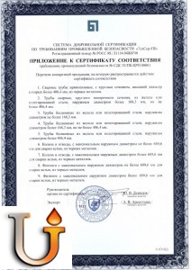 Приложение к сертификату о промышленной безопасности